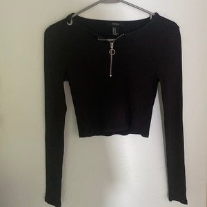 Ribbed Half-Zip Long Sleeve